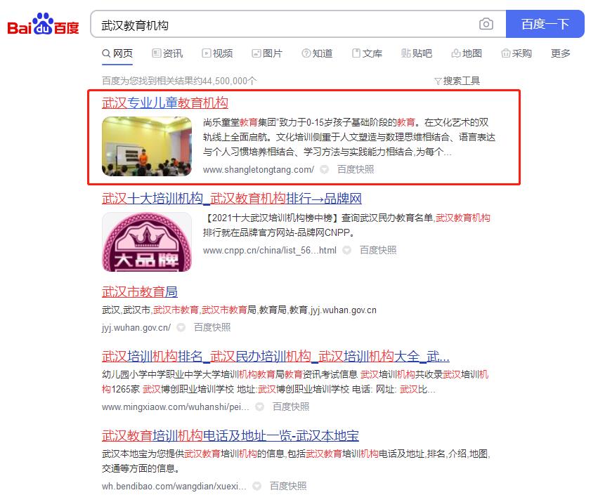 兒童教育、兒童托管機(jī)構(gòu)優(yōu)化案例網(wǎng)站建設(shè)案例—武漢盛世互聯(lián)